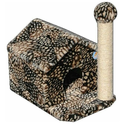 Домики и лежаки Зооник Дом для кошки с когтеточкой (цветной мех) 360*520*500, 7.7 кг