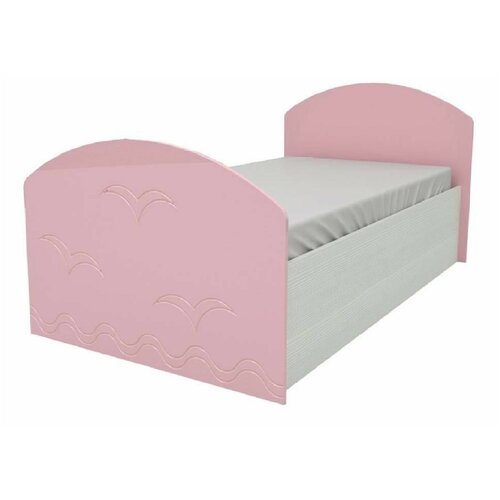 Юниор-2 Детская кровать 80, металлик (Розовый металлик, Дуб белёный)
