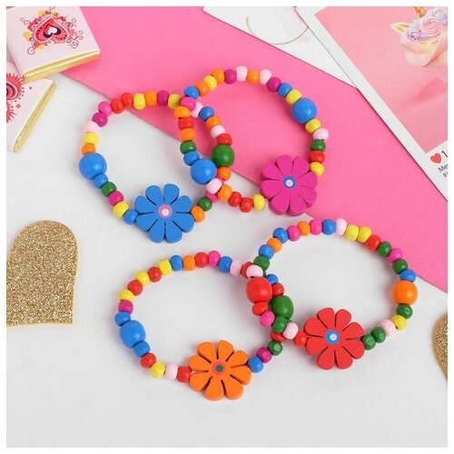 Браслет детский Выбражулька цветы с бусинами цвет микс 20500₽