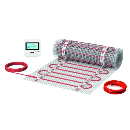 Тонкий тёплый пол Квадрат тепла Light под плитку нагревательный мат 5 м2 c программируемым терморегулятором 6358₽
