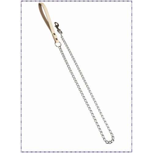 Поводок-цепь 3 мм с кожаной ручкой 125 см.