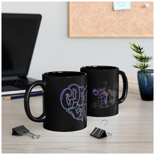 Черная керамическая кружка, 0.33 л., COFFEE. FF002B