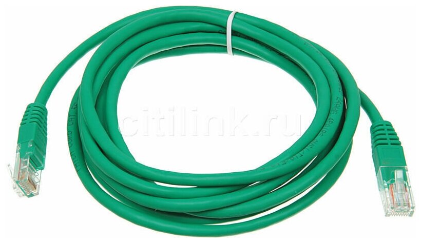Патч-корд RJ-45 (m)-RJ-45 (m), cat5E, 3м зеленый Noname - фото №3