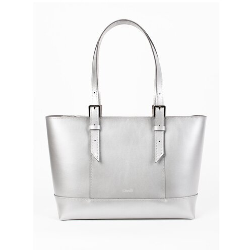 фото Женская сумка-шоппер из натуральной кожи серебристая a032 silver divalli