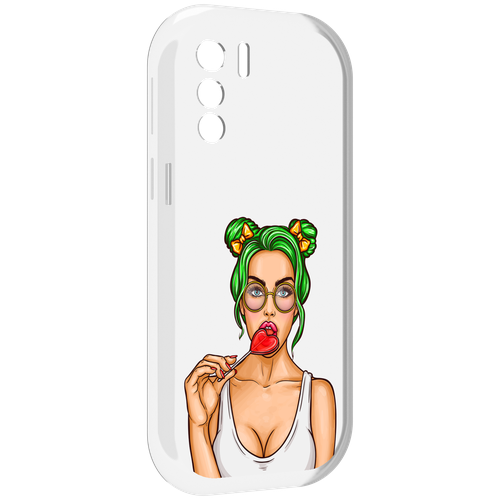 Чехол MyPads девушка-с-чупачупсом-в-виде-сердца женский для UleFone Note 13P задняя-панель-накладка-бампер