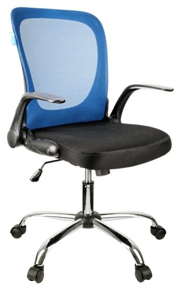 Кресло офисное HELMI HL-M04 "Active", ткань, спинка сетка синяя/сиденье TW черн, рег.подлокот,хром - фотография № 2