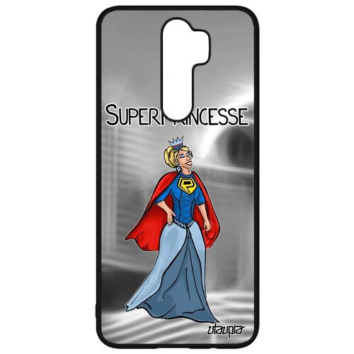 фото Противоударный чехол на смартфон // xiaomi redmi note 8 pro // "суперпринцесса" супергерой комичный, utaupia, серый