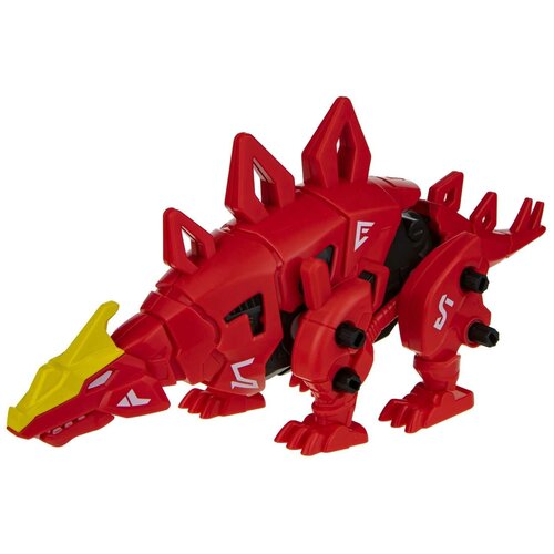 Купить Сборный динозавр 1Toy Робо-стегозавр, красный, 49 деталей, коробка 28*8*21 см, движение, звук (Т19096), 1 TOY, 1Toy