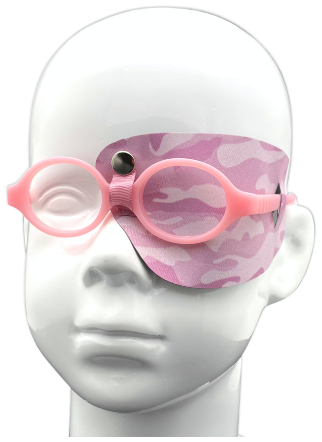 Окклюдер под очки eyeOK "Military Pink", камуфляж, для закрытия правого глаза, анатомический, универсальный размер