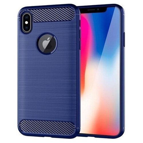 фото Чехол для iphone x цвет blue (синий), серия carbon от caseport