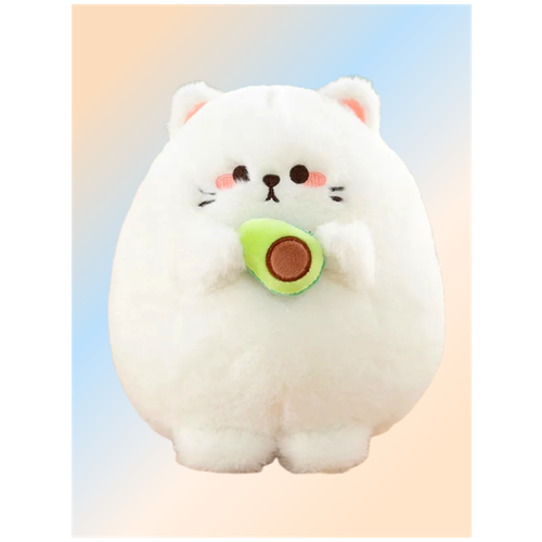 Мягкая игрушка Кошка с авокадо, 40 см белый, плюшевая игрушка подушка, плюшевый кот авокадо