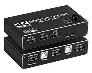 KVM Переключатель (switch) HDMI 2х1 + USB Ultra HD V-20 /VСonn/