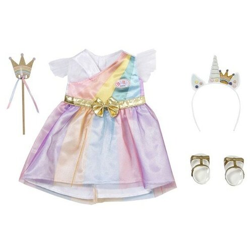 фото Платье для куклы 43 см baby born deluxe princess единорог zapf creation