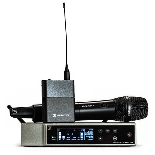 Радиосистема Sennheiser EW-D ME2/835-S SET, комплектация: приемник, поясной передатчик, ручной передатчик, черный/серебристый