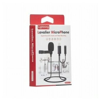 Микрофон Lavalier GL-141 Lightning + AUX 3.5 mm