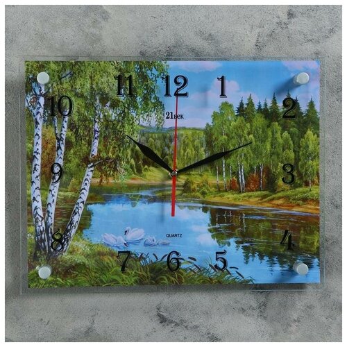 фото Часы настенные, серия: природа, "река", 30х40 см, микс рубин 1169004 . 21 век
