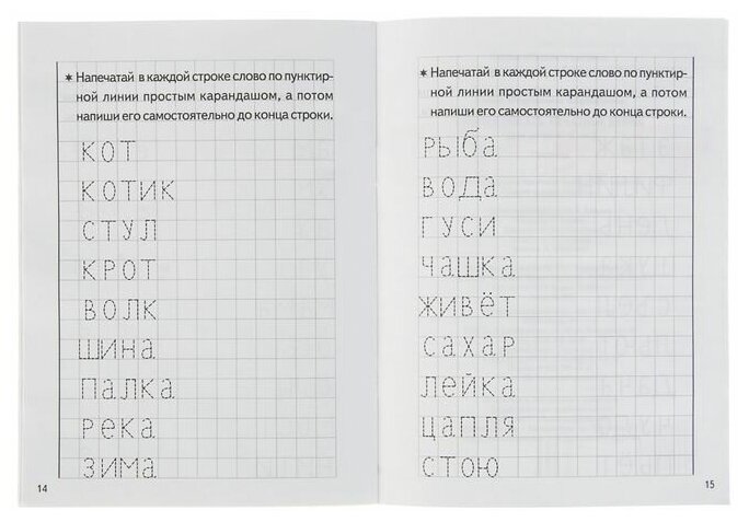 Прописи «Учимся писать печатные буквы», для детей 4-6 лет, Бортникова Е.