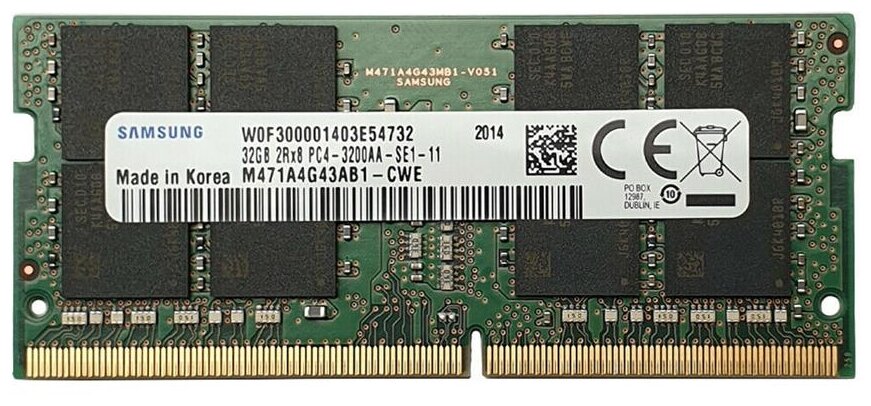 Модуль памяти NBook SO-DDR4 32Gb, 3200Mhz, Samsung (M471A4G43AB1-CWE)