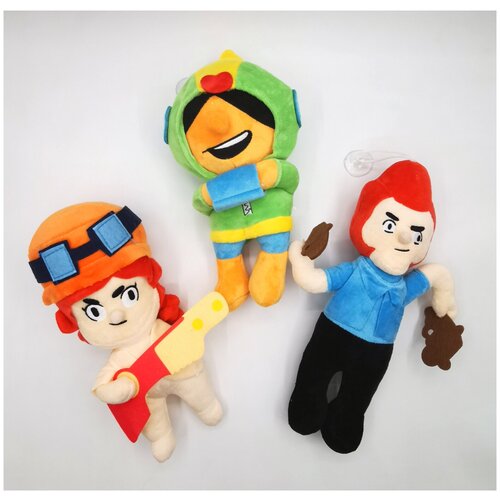 фото Мягкие игрушки бравл старс (brawl stars) набор 3 героя, размер25 см