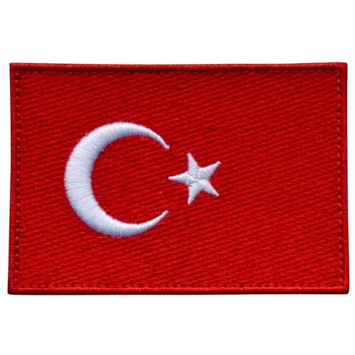 Нашивка (шеврон, патч) на термослое, Стежкофф, Флаг Турции, 8x5,5 см, 1 штука