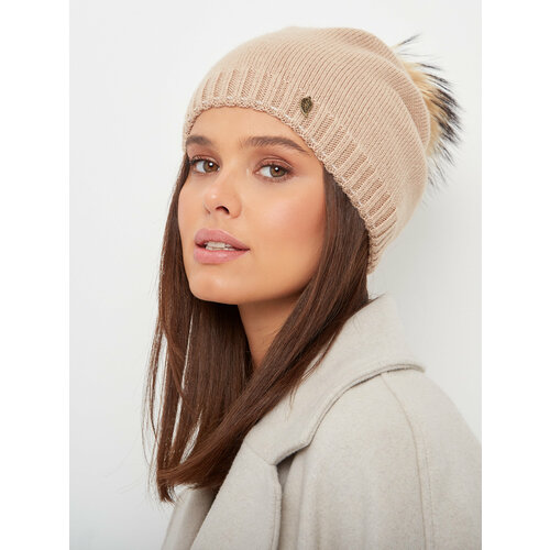 фото Шапка бини валентис, размер 56-58, бежевый