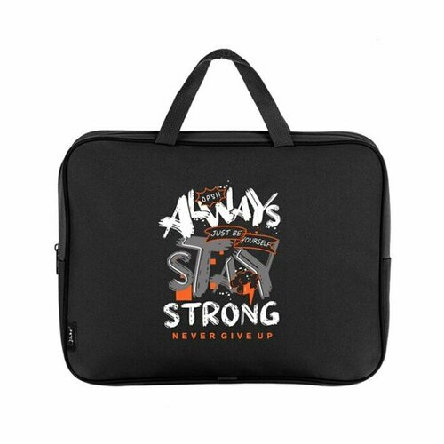 Папка с ручками текстиль А4 80мм 350*265 ПМД 4 28 мал Stay strong чер (ручка тесьма) 70063