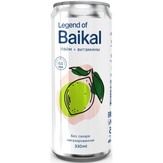 Вода негазированная LEGEND OF BAIKAL лайм + витамины 0,33 л (20 штук в упаковке) - фотография № 6