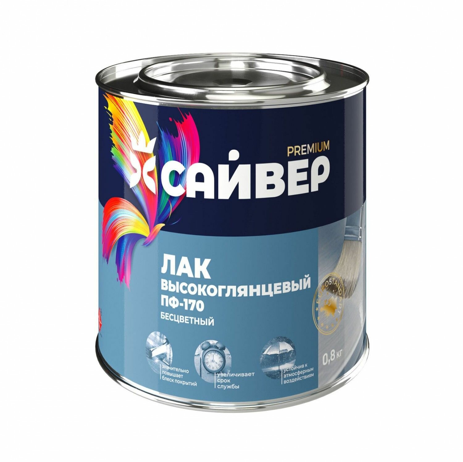 фото Лак по дереву и металлу Сайвер ПФ-170 0,8кг