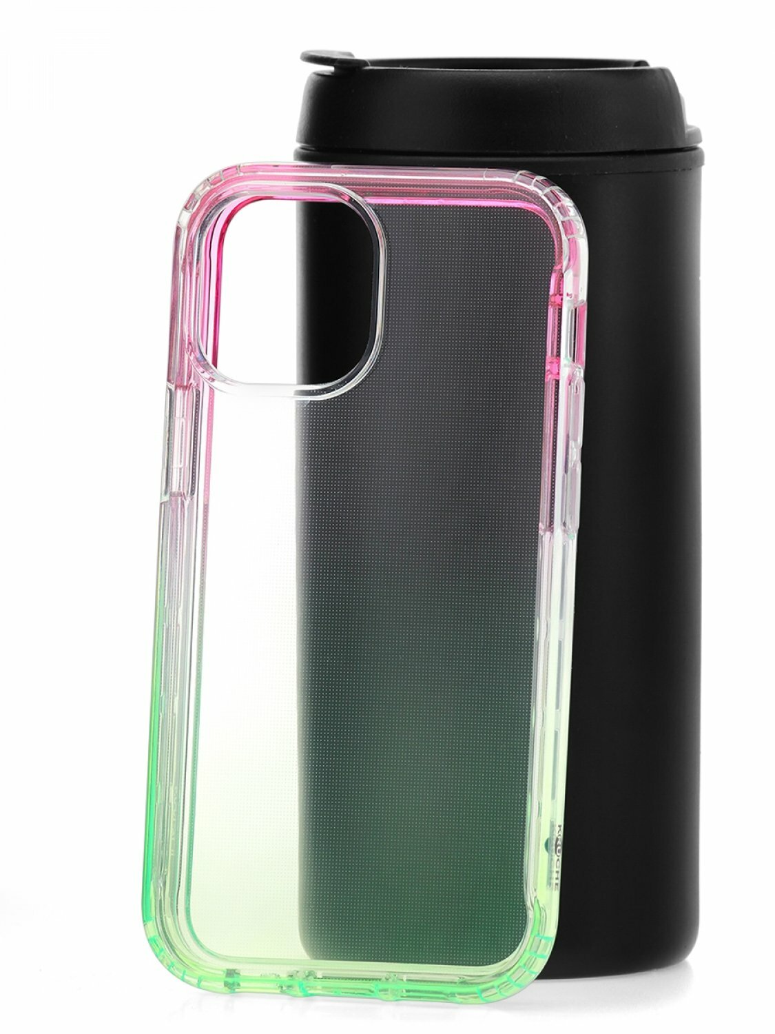 Чехол для Apple iPhone 12 / 12 Pro mini КRUЧЕ Gradient Green, силиконовый бампер с защитой камеры, пластиковый защитный кейс, прозрачная накладка
