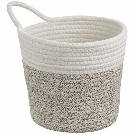 фото Корзинка для хранения BERGENSON BJORN Gerd, d20х19 см, хлопок, белое/светло-бежевое