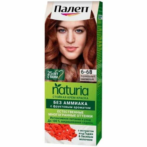 Крем-краска для волос Palette Naturia 6-68 Карамельный каштан