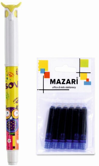 Ручка перьевая Сова детская с комплектом картриджей Mazari