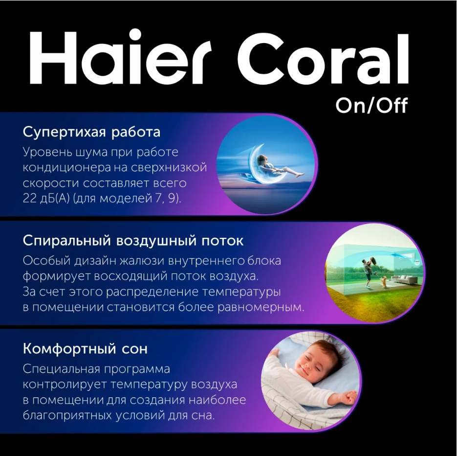 Сплит-система Haier HSU-09HPL203R3, класс А, с модулем evo Wi-fi (2024) Серия Coral On-Off, R32 (до 25 метров) - фотография № 3