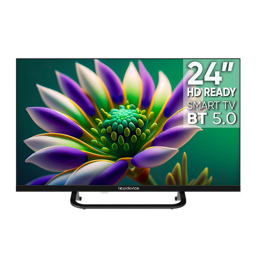 Телевизор Topdevice TV 24" FRAMELESS NEO CS04, HD, Smart TV WildRed черный