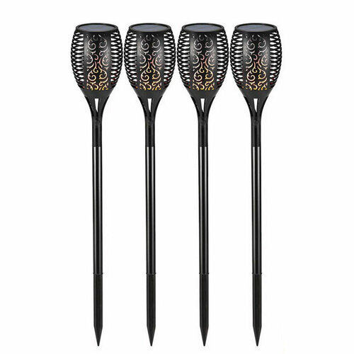 Светодиодный уличный фонарь с водонепроницаемым мерцающим пламенем, на солнечных батареях, 33 светодиода, комплект 4 шт