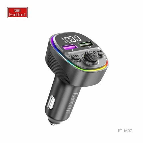 FM-трансмиттер (2USB, Bluetooth) Earldom ET-M97, 66W, с подсветкой