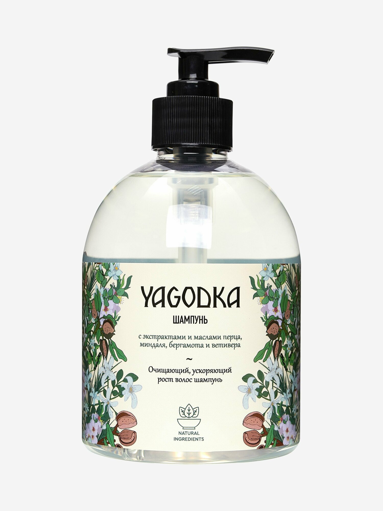 YAGODKA Шампунь с экстрактами перца, миндаля, бергамота и ветивера