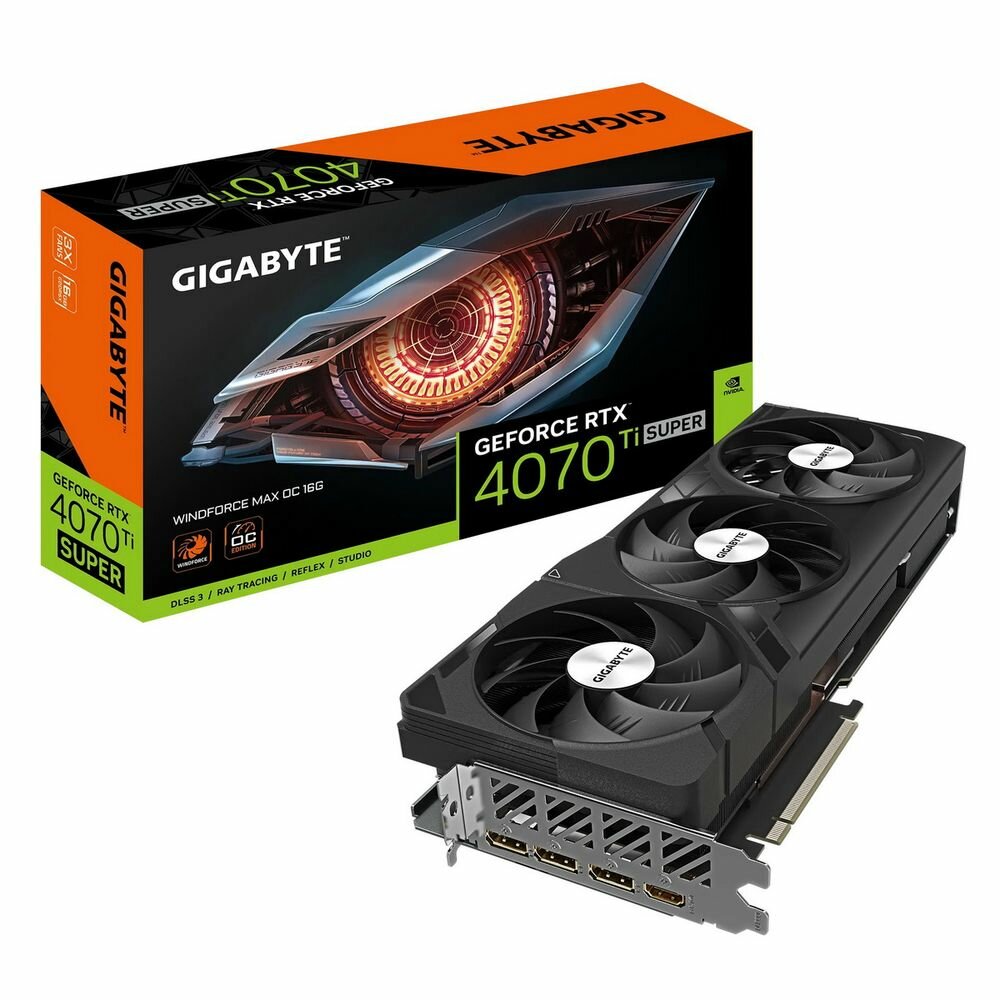 Видеокарта Gigabyte (GV-N407TSWF3MAX OC-16GD) GeForce RTX 4070 Ti SUPER 16GB WINDFORCE MAX OC — фото 1