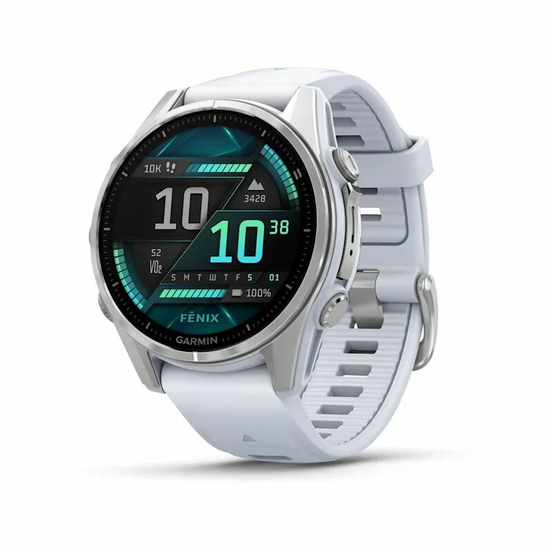 Умные часы премиум класса Fenix 8 43 mm, AMOLED Silver with Whitestone Silicone Band 010-02903-00