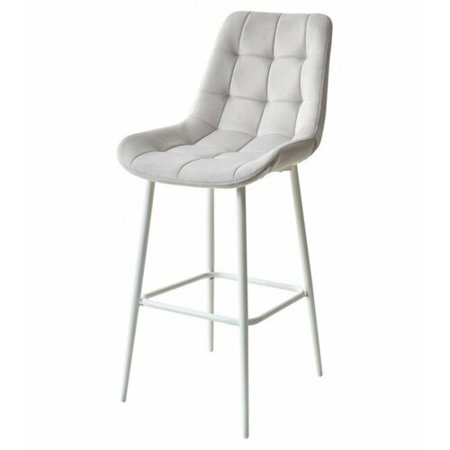 Барный стул хофман, цвет H-09 Светло-серый, велюр / белый каркас