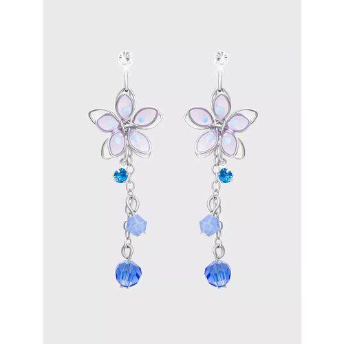 фото Серьги пусеты, эмаль, белый, синий, фиолетовый, голубой, золотой be self true jewel