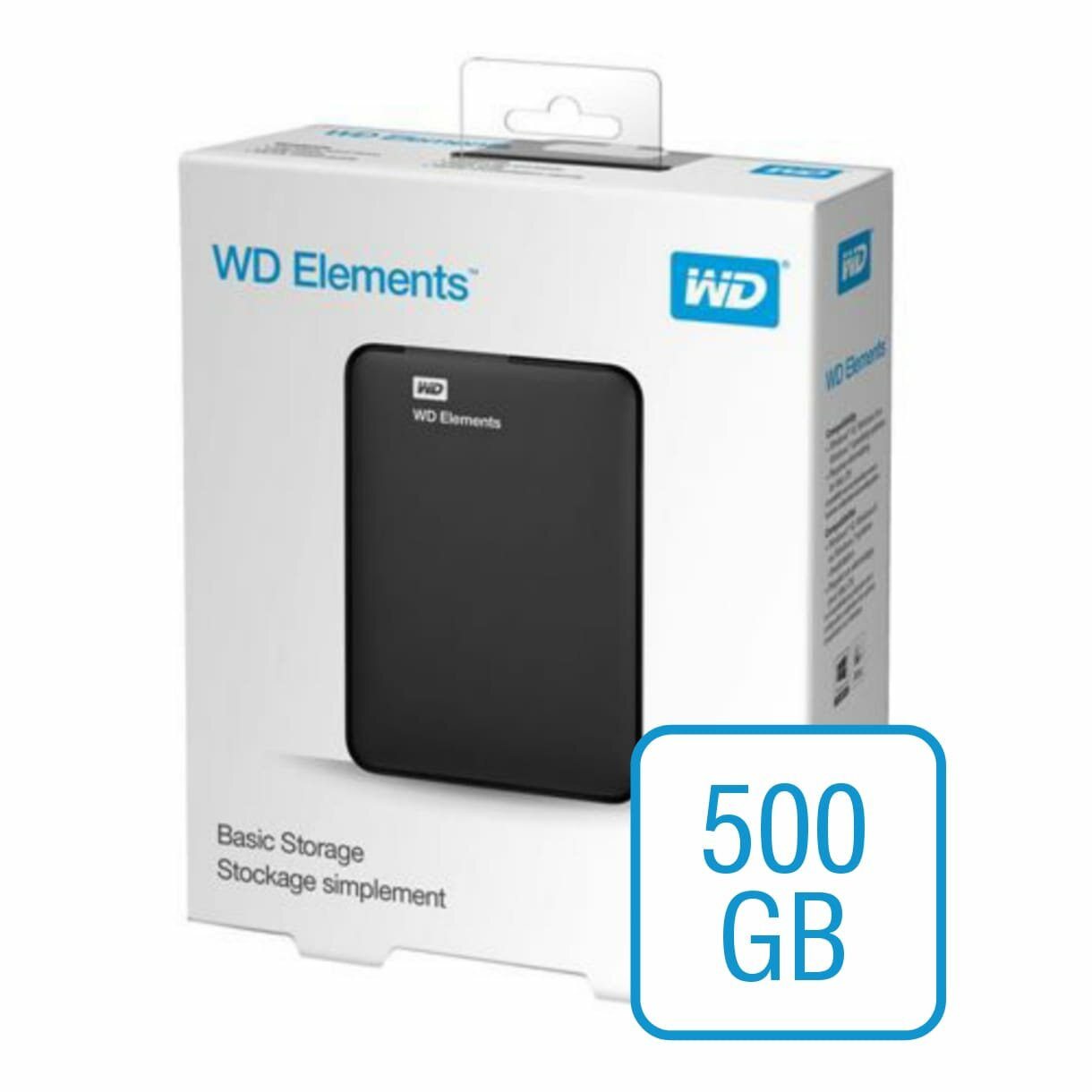 Внешний диск WD Elements Portable 500 ГБ, черный