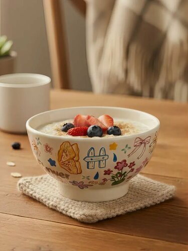 Изображение товара Пиала от бренда "Тепло в руках" - "Цветы с бабочкой" для фруктов и сладостей подойдет под мороженное 300 мл