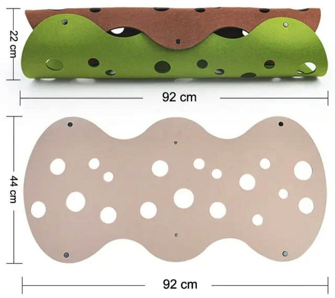 Тоннель для кошек игровой из войлока интерактивный, зелёный/коричневый - фотография № 2