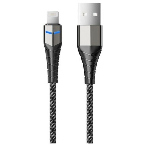 кабель accesstyle ac30 f200m black Кабель Accesstyle AL24-F100LED, Lightning - USB, 2.4А, LED, быстрая зарядка, 1м, черно-серый