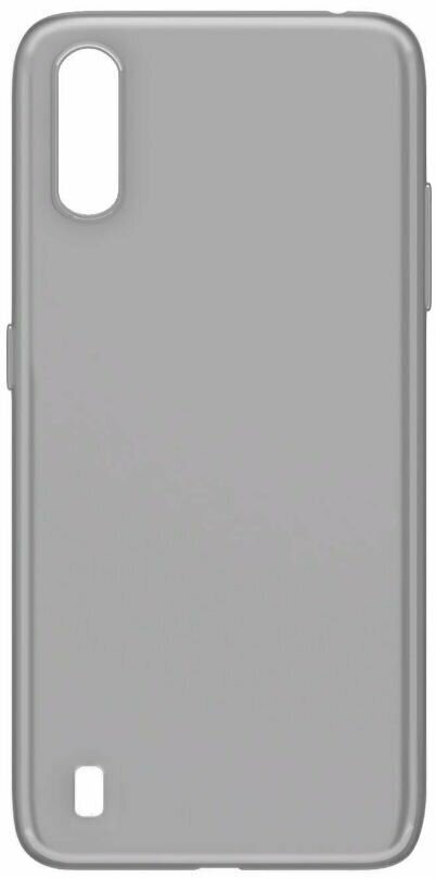 Чехол для Samsung Galaxy A01, прозрачно-серый + защитное стекло (чёрная рамка)