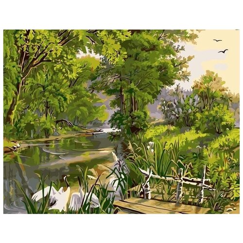 картина по номерам две картинки colibri река в загадочном лесу Картина по номерам Colibri Речка в лесу 40х50 см Холст на подрамнике