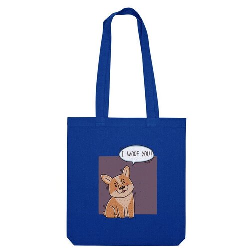 Сумка шоппер Us Basic, синий сумка милый корги подарок любителю собак серый