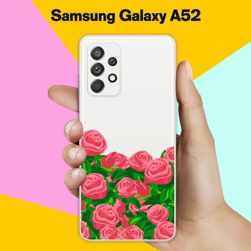 черный силиконовый чехол musthavecase для samsung galaxy a52 черный лаковый герб россия для самсунг галакси а52 противоударный Силиконовый чехол Розы на Samsung Galaxy A52