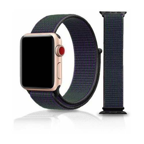 ОЕМ, Нейлоновый ремешок для Apple Watch 42/44мм, арт.011802, фиолетовый/зеленый